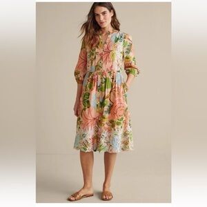 Soft Surroundings Bellicia midi dress embroidered Medium